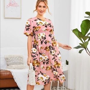 SHEIN maternity flora print flutter sleeve dress